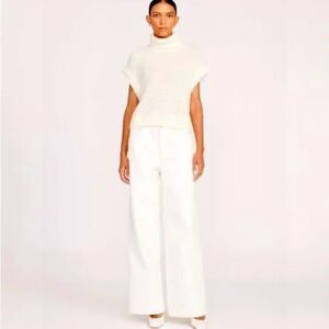 NWT Staud Grayson Vegan Leather Pant White Sz. 6